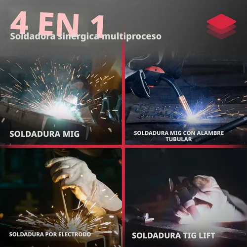 Miniatura 2 de YESWELDER Soldador MIG 160A, 110V/220V Voltaje Dual, 4 en 1 Gas MIG/Flux Core MIG/Elevación TIG/Stick Multiproceso Pantalla Digital LED Grande