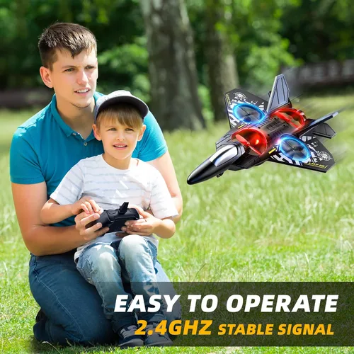 Miniatura 8 de Avión de control remoto de espuma MSKOLER para niños de 8 a 12 años, avión RC de 2.4 GHz con luces coloridas, volteretas de 360° y giros Gris