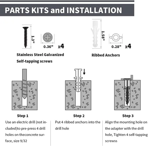 Miniatura 4 de Windben Adaptador de Montaje para Muelle, Base de Luz de Poste para Luminarias de Poste de 3", Kits de Piezas Incluidos, Negro Mate