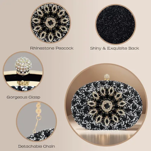 Miniatura 7 de SH Bolsos de mano para mujer, bolso formal de noche con diamantes de imitación, bolsos brillantes para boda, fiesta, cóctel, baile de graduación