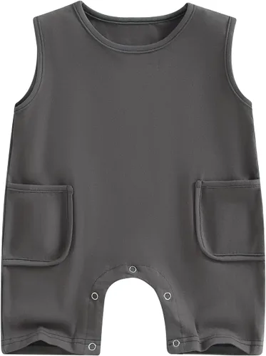 Miniatura 20 de Mameluco unisex de manga corta para bebé recién nacido, con botones, de una pieza, ropa de color sólido