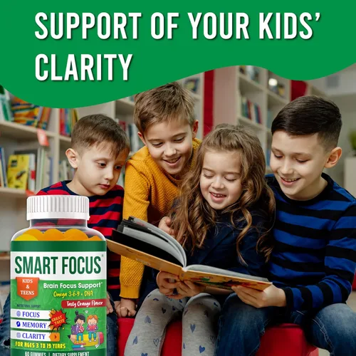 Miniatura 9 de Smart Focus Omega 3 DHA Focus - Gomitas para niños y adolescentes, suplemento de concentración y atención para niños, vitaminas de apoyo cerebral