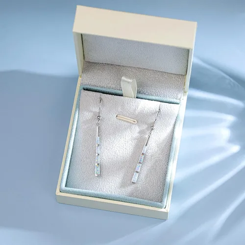 Miniatura 7 de FANCIME October Birthstone Earrings Sterling Silver Opal Earrings Long Drop Dangle Earrings Danity Fine Jewelry for Women
