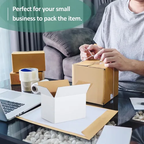 Miniatura 6 de Eupako Cajas de envío pequeñas, 6 x 4 x 4 x 4, paquete de 30 unidades, cajas de cartón corrugado, cajas de cartón para embalaje de pequeñas Blanco
