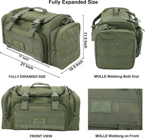 Miniatura 6 de APRILBAY AB Tactical Series Duffle Bag Gym Travel Senderismo y Trekking Bolsa de deportes Bolsa de caza y pesca, Verde oscuro, Bolsa de lona
