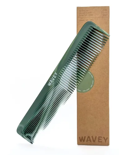 WAVEY Peine de pelo de calidad para hombres y mujeres, plástico océano reciclado, 7 pulgadas de largo, perfecto para el hogar y los viajes, dientes