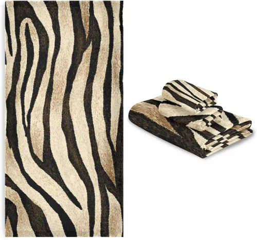 Miniatura 7 de susiyo Juego de toallas de baño de 3 piezas, suaves y altamente absorbentes, con estampado de tigre, a rayas, de piel de animal, toallas de calidad