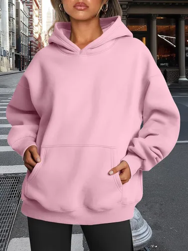 Miniatura 214 de Trendy Queen - Sudaderas extragrandes con capucha para mujer, suéteres de manga larga, sin botones, de vellón, de otoño, ropa de invierno