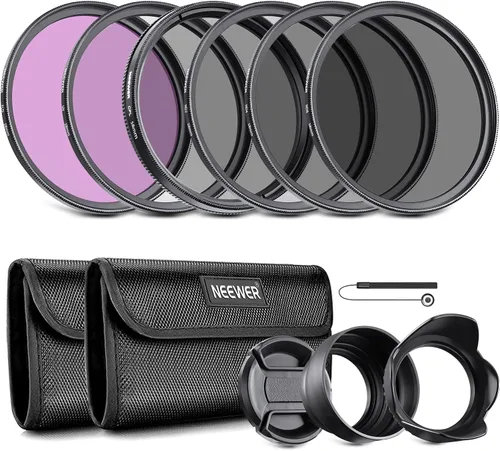 Miniatura 16 de NEEWER Kit de filtro de lente de 1.457 in: UV, CPL, FLD, ND2, ND4, ND8, parasol y tapa de lente compatible con cámaras réflex digitales Canon Nikon