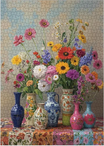 Miniatura 2 de Rompecabezas de flores para adultos de 1000 piezas, rompecabezas floral de plantas vintage, colorido jardín, bonito girasol de primavera, flores