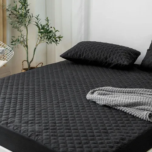 Miniatura 4 de vctops Sábana bajera acolchada impermeable, protector de colchón ultra suave y elástico con bolsillo profundo (negro, individual)