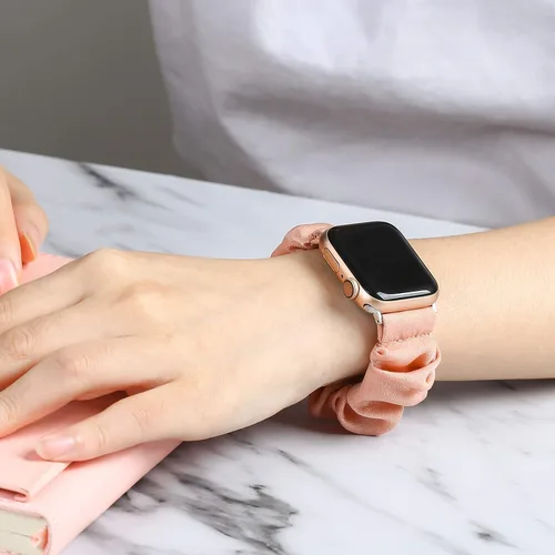 Miniatura 7 de TOYOUTHS - 3 paquetes compatibles con Apple Watch Band Scrunchies 1.496 in (38 mm) tela suave patrón impreso pulsera de tela para mujer iWatch