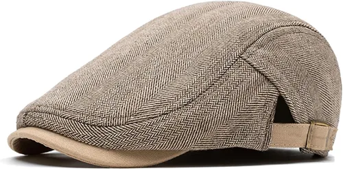 Miniatura 8 de meioro Gorra Plana de Algodón para Hombre Sombrero Newsboy de Tweed Espiga Sombreros Ajustables de Mezcla de Lana Gorras Gatsby Cabbie Ivy
