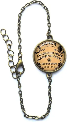 Pulsera delicada, pulsera delicada, pulsera de tablero Ouija, pulsera de Oujia, regalo inspirador del juego de Oujia, pulsera negra con foto mágica