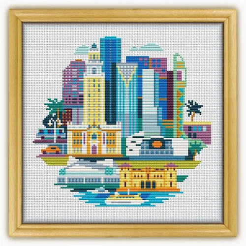 Miniatura 2 de Miami Florida USA CS086 - Patrón de punto de cruz contado. Solo patrón impreso en el interior. Sin tela, hilos, agujas, aros.