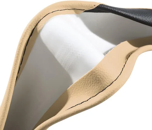 Miniatura 5 de Funda para volante de automóvil, funda para volante de piel de microfibra con ajuste universal de 14.5-15 pulgadas, antideslizante, cómoda, Beige