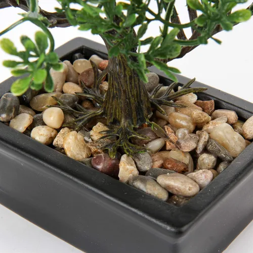 Miniatura 4 de Árbol bonsái artificial, enebro, plantas artificiales para interiores, pequeñas plantas falsas para decoración con macetas de cerámica
