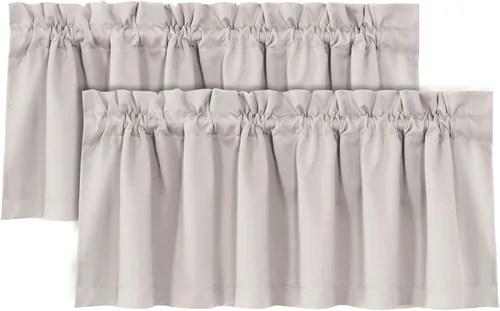 Miniatura 14 de H.VERSAILTEX Cenefas de cortina 100% opacas para ventanas, 2 paneles con aislamiento térmico, bolsillo para barra, pequeña cenefa corta para cocina