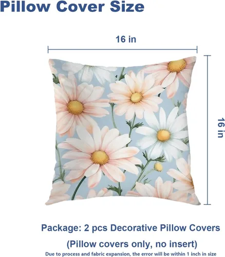 Miniatura 5 de Batmerry Flowers with Stems Throw Pillow Covers, Beautiful Floral Decorative Pillow Covers Digital Printing Blended for Couch Sofa Bed Invisible