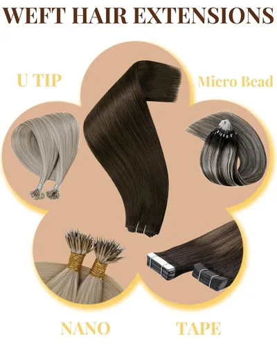 Miniatura 9 de Hetto - Extensiones de cabello humano real para coser, color negro azabache, #1, 12 pulgadas, 2.47 onzas Adhesivo suave, fuerte, uso diario