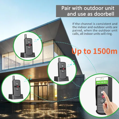 Miniatura 7 de Intercomunicador bidireccional en tiempo real, intercomunicadores inalámbricos para el hogar de 4900 pies de largo alcance, sistema de comunicación