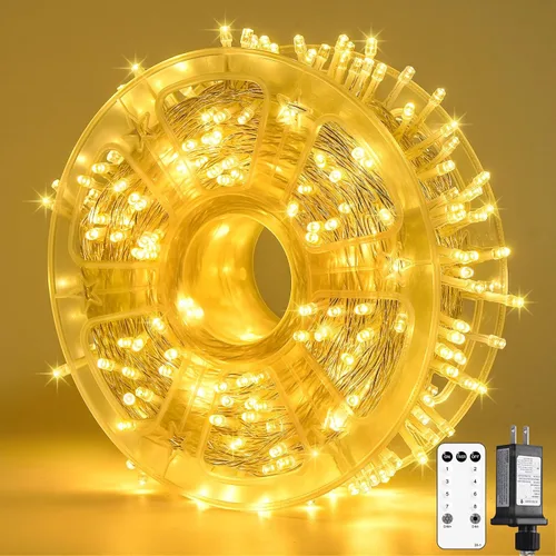 Miniatura 53 de JMEXSUSS Luces rojas blancas y azules con cable transparente, 66 pies, 200 luces LED para decoración del 4 de julio, luz de Navidad para celebración