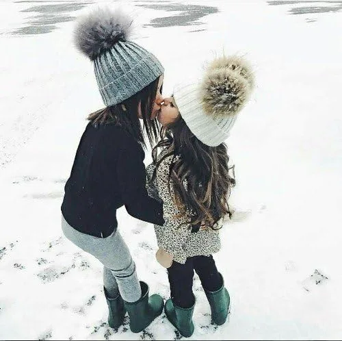 Miniatura 6 de oenbopo 2PCS Parent-Child Hat Winter Warmer Baby HatWomen Hat Mother Baby Knit Hat Beanie Winter Warm Crochet Cap