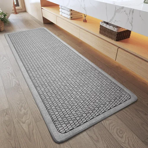 Miniatura 29 de YDKGL Alfombra de baño de medio círculo, alfombras de baño finas para debajo de la puerta, de secado rápido, antideslizante, lavable, con respaldo