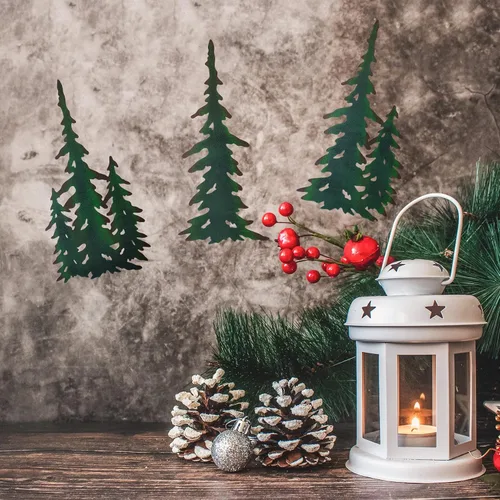 Miniatura 4 de J-Fly Decoración de árbol de Navidad de metal para colgar en la pared de pino, arte de pared de metal para exteriores, arte de pared de pino, arte