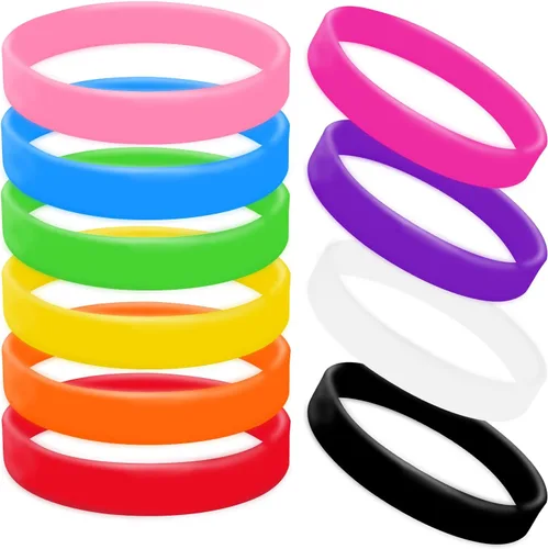 Morcheiong Pulseras de goma de colores, 100 pulseras de silicona en blanco para hombres, mujeres y adolescentes Colores mixtos