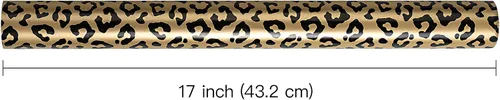 Miniatura 4 de WRAPAHOLIC Papel de regalo reversible de leopardo, mini rollo, 17 pulgadas x 33 pies, estampado de leopardo con brillo metálico y diseño de rayas