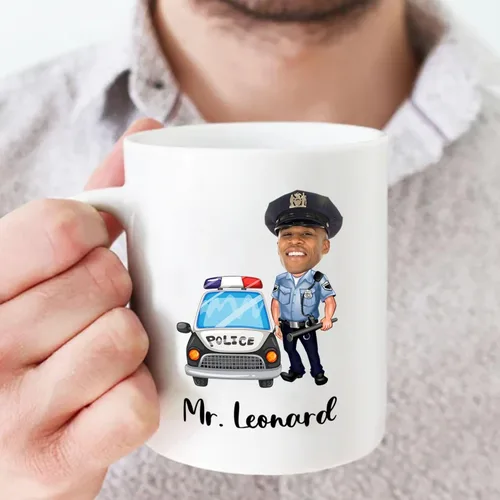 Miniatura 5 de Taza de café blanca personalizada con cara de policía de policía de 11 15 onzas, taza de café de policía de sargento de policía, regalo para hombres
