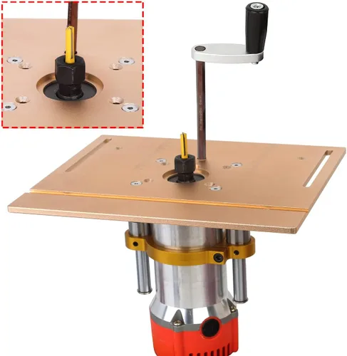 Miniatura 4 de Elevador de enrutador ajustable para máquina de recorte universal de 65 mm de diámetro, base de enrutador de aluminio debajo de la mesa para base