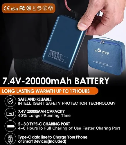 Miniatura 5 de Pantalones térmicos con batería de 20000 mAh, pantalones eléctricos para senderismo para nieve, pantalones de invierno Softshell para exteriores