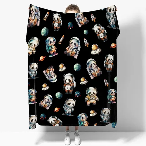 Miniatura 9 de Manta de franela con texto en inglés "I Just Really Like Panda", suave y ligera, para sofá, cama, camping, manta de poliéster, regalo para niñas
