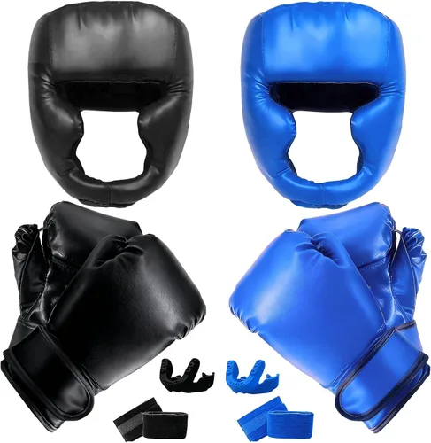 Miniatura 8 de 14 Pcs Boxing Set Boxing Equipment Set for Beginners Including 2 Pair of 6 oz Boxing Gloves Headgear Helmet Hand Wraps Mouth Guards Gifts Training