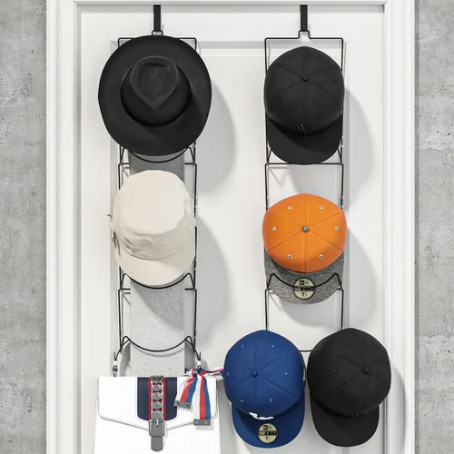 Miniatura 6 de LINFIDITE Paquete de 10 soportes para colgar sombreros, organizador flexible con múltiples ganchos, montado en la pared, sobre la puerta, para gorra