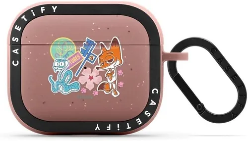 Miniatura 75 de CASETiFY AirPods Pro (1ª/2ª Gen) Estuche Bounce con Anillo [Colaboración Frozen] - Copo de Nieve de Anna - Taupe Mate