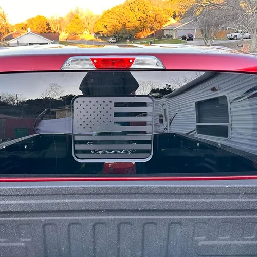 Miniatura 6 de Zxiaochun Calcomanía de bandera para ventana trasera media de la bandera americana para Ford F150 F250 F350 2015-2020 2021 2022 2023 2024 2025 Negro