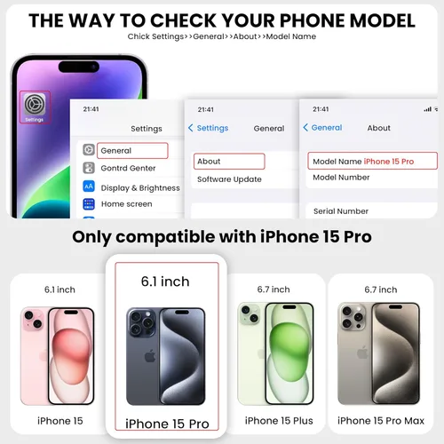 Miniatura 7 de Funda para iPhone 15 Pro de 6.1 pulgadas, cartera cruzada con bloqueo RFID, 4 ranuras para tarjetas, soporte de anillo de 360°, funda protectora