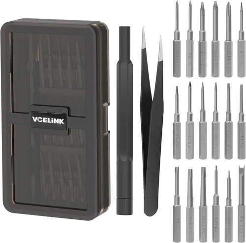 VCELINK Juego de destornilladores pequeños con puntas largas, S2 Phillips, cabeza plana, puntas Torx de seguridad, kit de mini destornillador 20 en