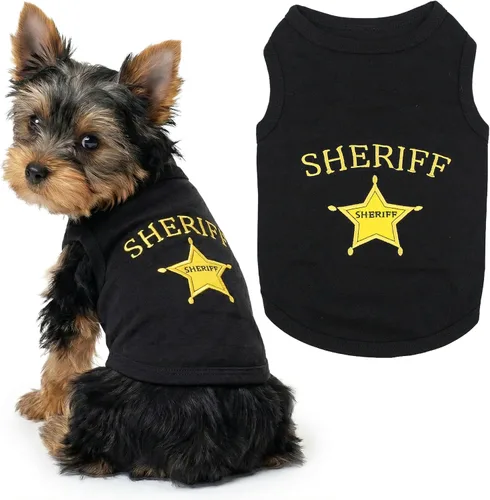 Miniatura 12 de Camiseta para Perro Parisian Pet - Camiseta Bordada FBI - 100% Algodón, Ropa Transpirable para Perros - Chaleco para Mascotas Sin Mangas - Camisas