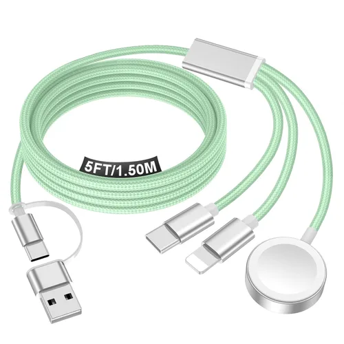 Miniatura 17 de Esenciales de viaje para cargador de Apple Watch, cargador de iPhone, cable de carga de viaje 3 en 2 tipo C/Lightning/magnético, cable de carga