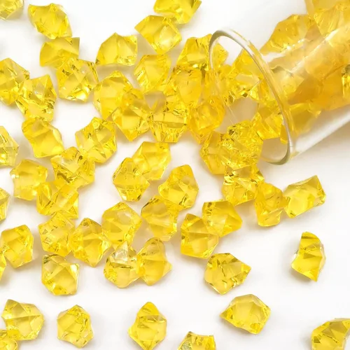 Miniatura 4 de Relleno de jarrón amarillo para decoración del hogar, cubitos de hielo triturados falsos, rellenos de jarrón, 150 cubos de hielo falsos