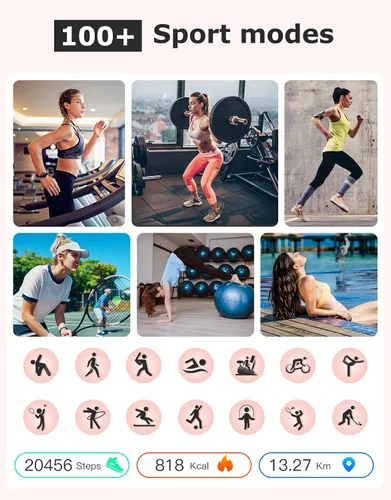 Miniatura 4 de Rastreador de Fitness, Relojes redondos de fitness para mujeres con Bluetooth, llamada, monitor de frecuencia cardíaca, rastreador de sueño, Negro