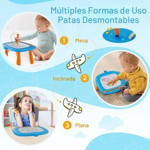 Miniatura 5 de Kikidex Tablero magnético de dibujo, juguetes para niñas pequeñas de 1 a 3 años, almohadilla de tablero de garabatos, juguetes educativos y de Azul