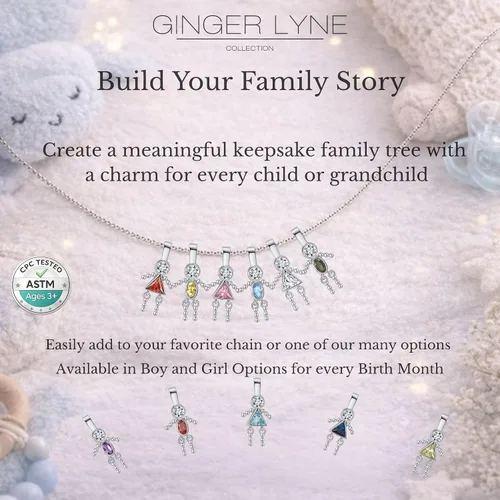 Miniatura 4 de Birthstone Baby Charms for Mom by Ginger Lyne Birthday Kids Boy or Girl Birth Month Pendants for Grandma Family Tree Necklace for Women Cubic