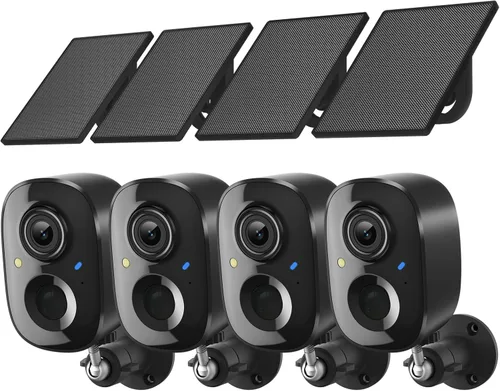 Cámara de seguridad 2K inalámbrica para exteriores, cámaras WiFi alimentadas por energía solar para seguridad del hogar con detección de movimiento,