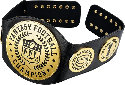 Spire Designs Cinturón de fútbol de fantasía ajustable, negro, cintura de 30 a 42 pulgadas, unisex oficial ganador del primer lugar, Negro -