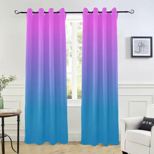 Cortinas de color rosa y azul de 84 pulgadas de largo, 1 pieza de cortinas de granja para tratamientos de ventanas, divisor de habitación, cortinas